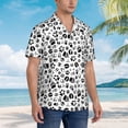 thumbnail image 5 of Balery Black Footprints Print Men's Hawaiian Shirts Short Sleeve Beach Shirt Relaxed Fit Vacation Button Down Shirts-, 5 of 8