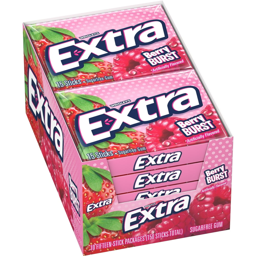 Extra Berry Burst Sugarfree Gum, 10 Packs