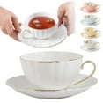 thumbnail image 4 of Tea Cup With Saucer, British Coffee Cups, Tea Cup Set, Porcelain Tea Set, Cappuccino Cups, Latte Cups For Women And Tea Parties, 4 of 6
