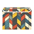 thumbnail image 7 of Yayeee Collapsible Cube Storage Bin with Lid Fabric Closet Decorative Basket with Handles, Red Geometric, 7 of 7