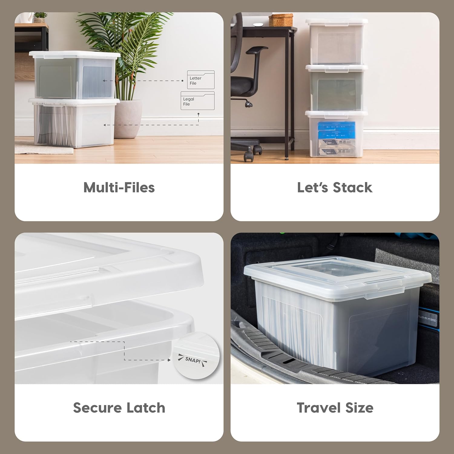 IRIS 35 Qt Plastic File Box with Lid, Clear, Letter/Legal photo 4