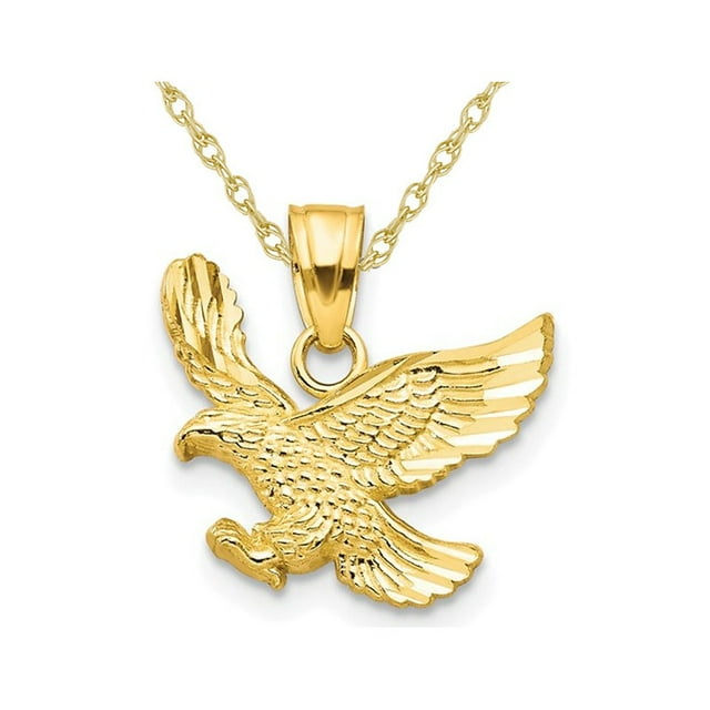 10K Yellow Gold Eagle Charm Pendant Necklace with Chain
