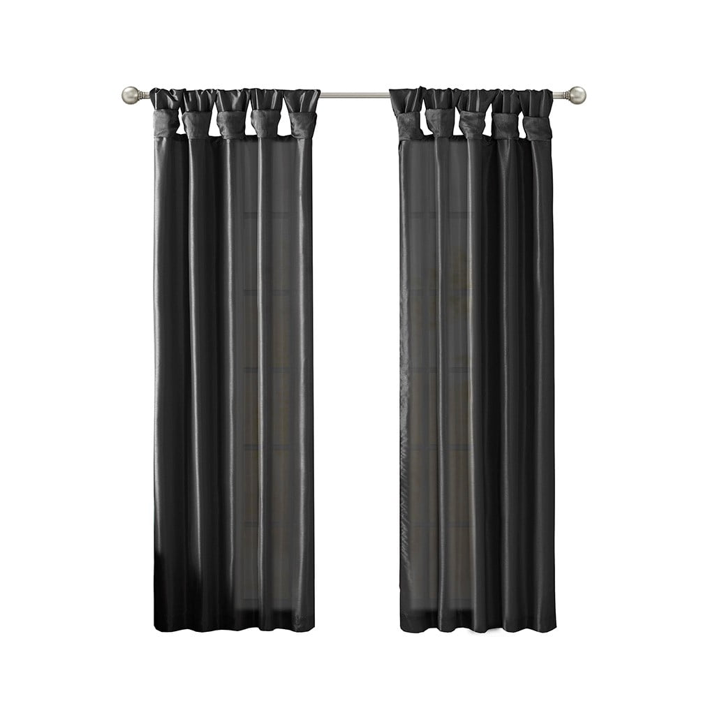 MAYEERTY 50x84" Twist Tab Lined Window Curtain Panel Black