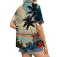 thumbnail image 5 of ASDFVBKG Hawaiian Shirts for Women Tropical Floral V Neck Button Up Tshirt Summer Beach Short Sleeve Blouses Tops Dark Blue S, 5 of 6