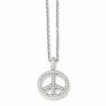 thumbnail image 1 of Sterling Silver & CZ Brilliant Embers Polished Peace Necklace 18 Inch, 1 of 3