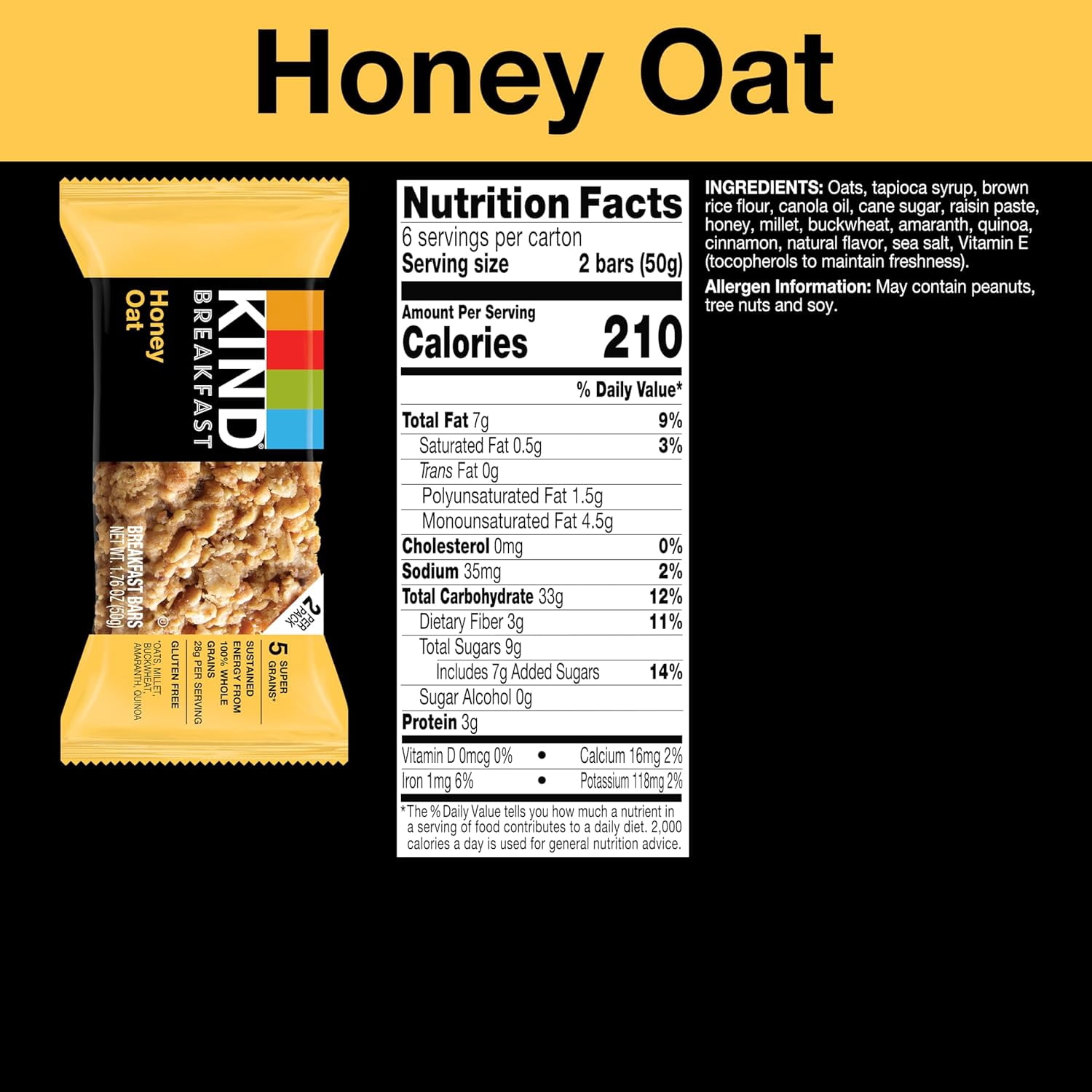 KIND Breakfast Bars, Variety Pack, Honey Oat, Almond Butter, and Peanut Butter, Healthy Snacks, Gluten Free, 3-8g Protein, 18 Count