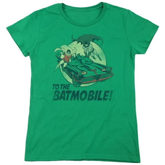 Batman Classic TV To The Batmobile S/S Women's T-Shirt-Kelly Green