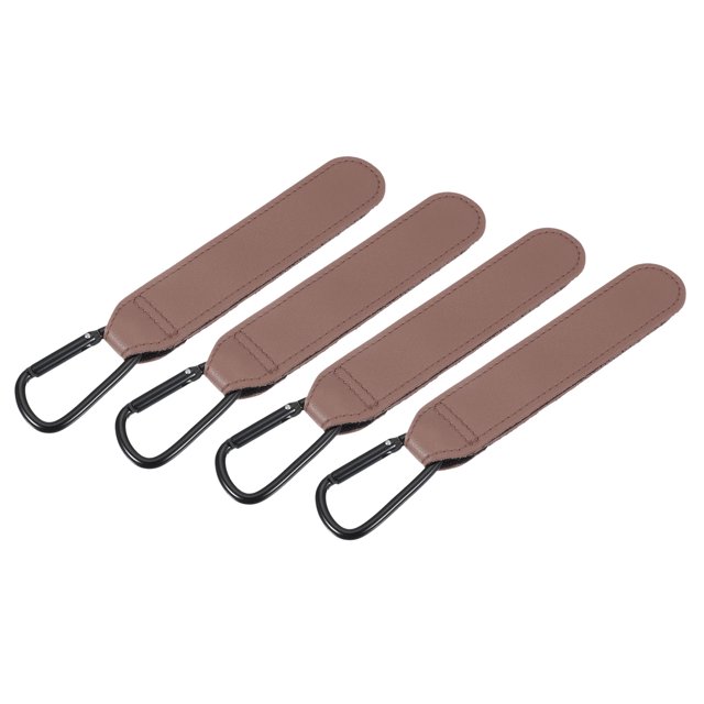 REGALWOVEN 4 Pack Shopping Cart Hooks, Leather Adjustable Shopping Cart Hooks Multi-Function Hooks for Trolleys Backpacks Wheelchairs Shopping Carts, Dark Red
