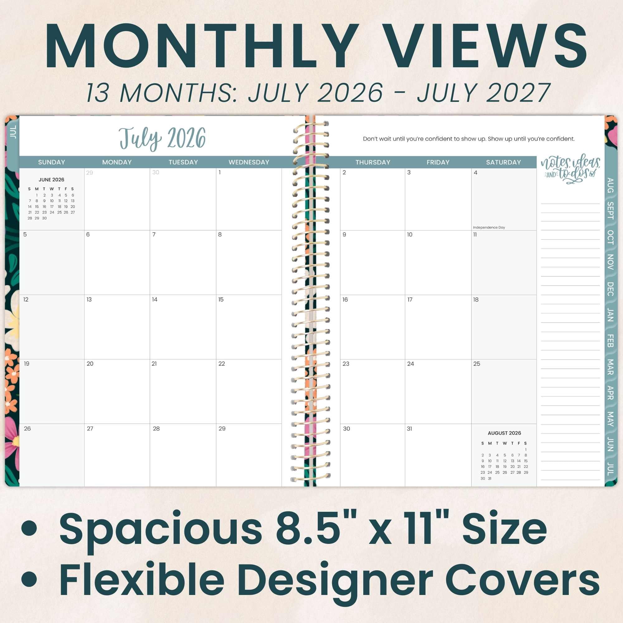 bloom daily planners 2026-2027 Academic Planner, 13 Month Monthly & Weekly, 8.5" x 11" Soft Cover, Stickers Included, Blooming Wildly