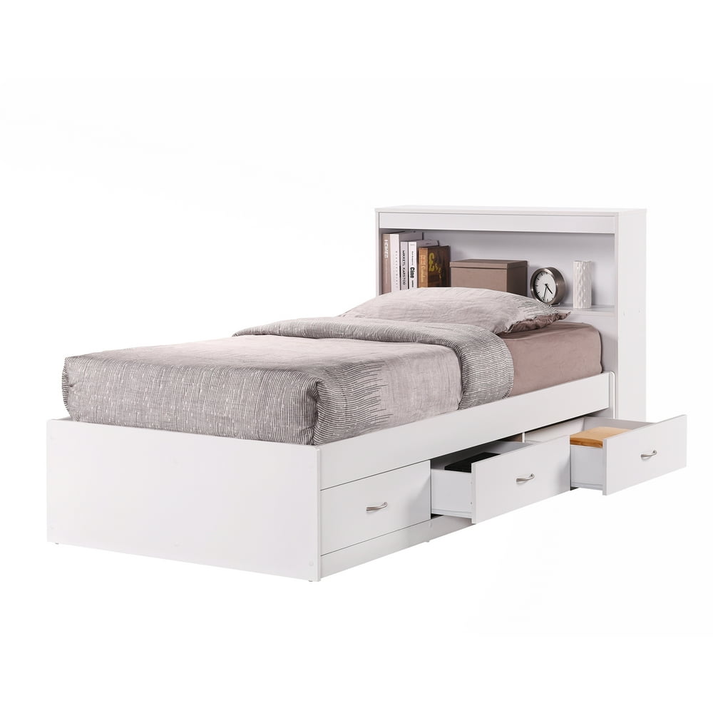 Hodedah 3Drawer Captain Storage Bed, Multiple Colors, with Headboard