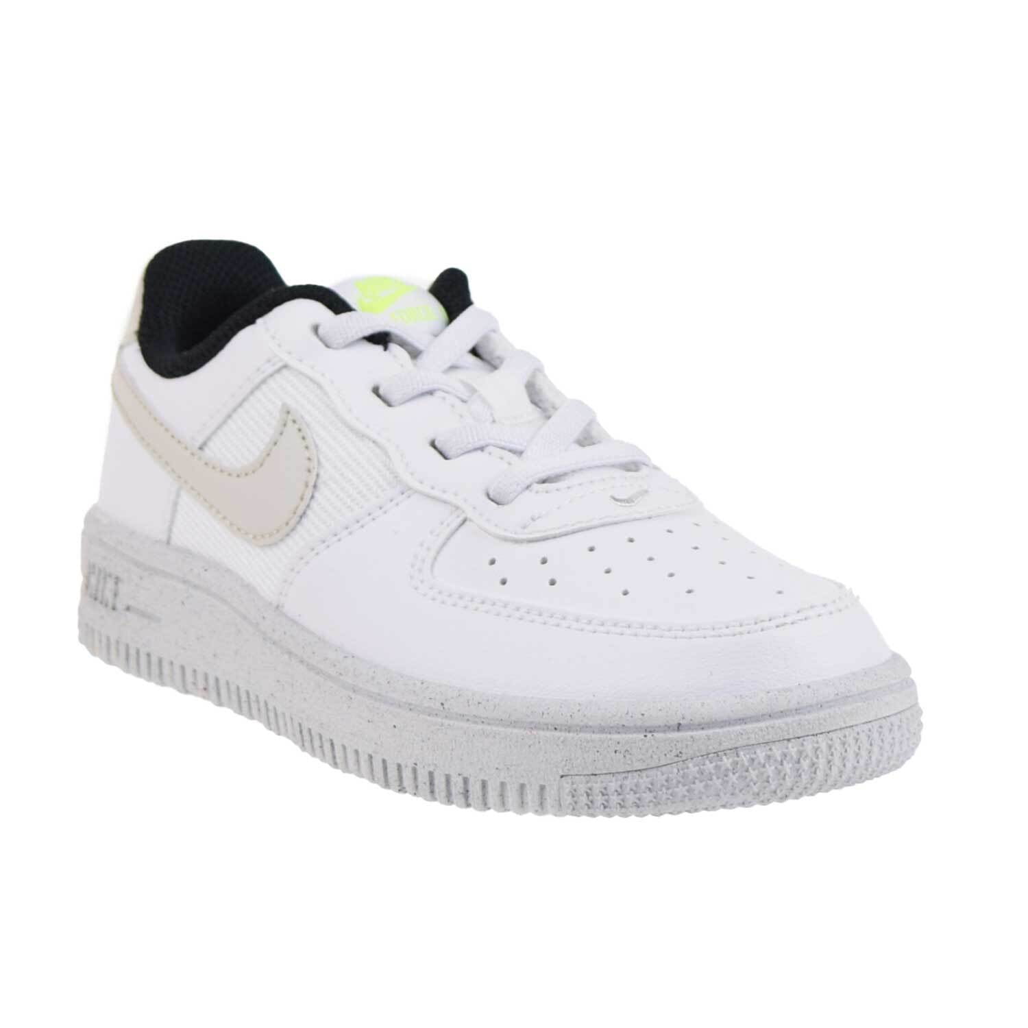 Little Kid's Nike Force 1 Crater NN Wht/Lght Bone-Volt-Blk (DH8696 101) - 12