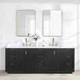 thumbnail image 3 of Cadiz 84" Double Fir Wood Black Vanity with Lightning White Composite & Mirror, 3 of 18