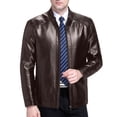 thumbnail image 3 of Guluxicc Leather Jackets for Men Full Zipper Long Sleeve Dress Jackets for Business Casual Wear Fall Winter Casual Jackets, 3 of 8