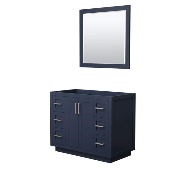 Wyndham Collection Miranda 42" Wood Single Bathroom Vanity in Dark Blue/Nickel