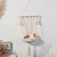 thumbnail image 4 of Billuyoard Cama colgante para gatos tejida con borlas, estilo bohemio, aumenta la usabilidad del espacio, plataforma de almacenamiento, cama para gatos, Decoración del hogar Billuyoard HA060600-00B, 4 of 6