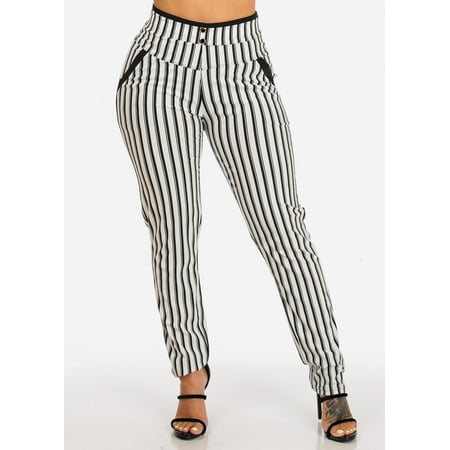 pockets juniors stripe buttons rise stylish pants womens plus gold dialog displays option button additional opens zoom