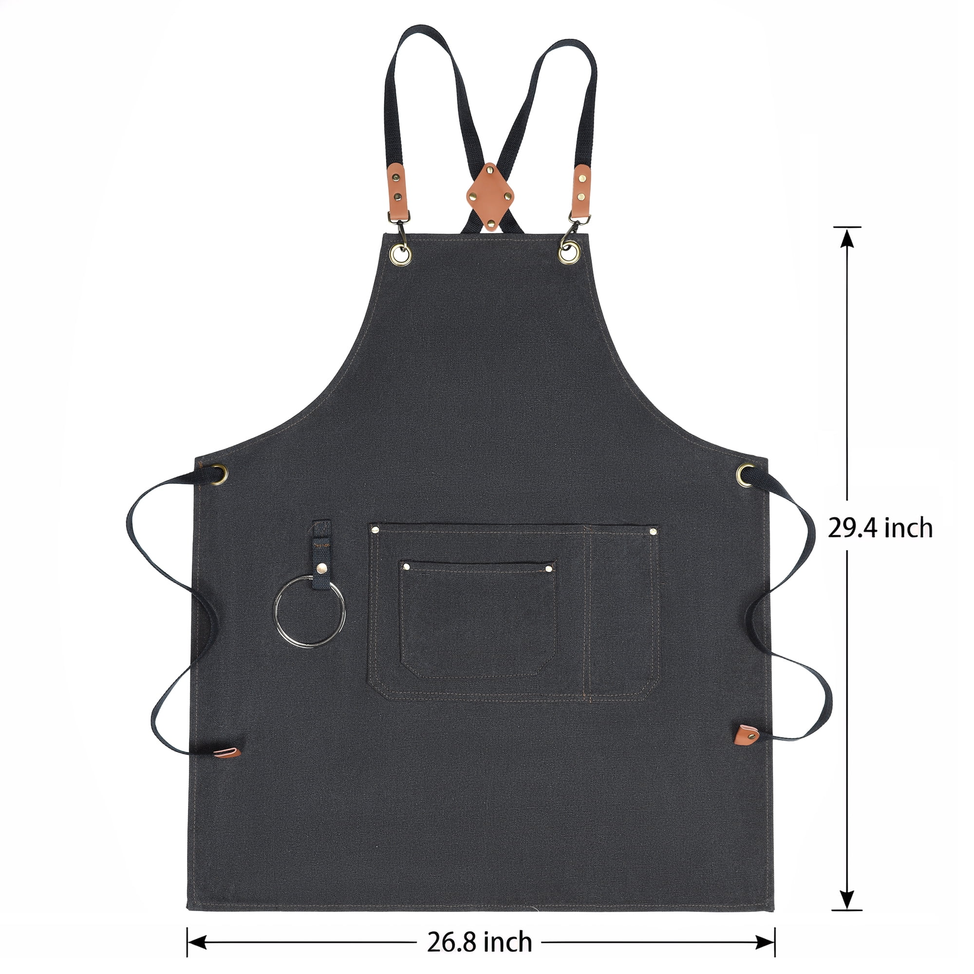 Unique Bargains Adjustable Long Waist Cooking Apron with Pockets 29.4x26.8in Black