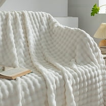 Flannel Bubble Throw Blanket 3D Bubble Super Soft Fluffy Lightweight for Sofa Chair Bed Camping Anti-Pilling Protecting The Sofa for All Seasons