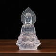 thumbnail image 3 of 13cm Glazed Buddha Statue Sitting On Lotus Resin Home Decor, 3 of 5