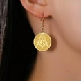 thumbnail image 5 of RSAMD Masonic Square and Compass Drop Earrings Freemason Symbolism Pendant Earring-Gold Color, 5 of 8
