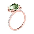 thumbnail image 3 of 2.30 Ct. Ttw Diamond And Cushion Cut Green Amethyst Ring In 10K Rose Gold, 3 of 7