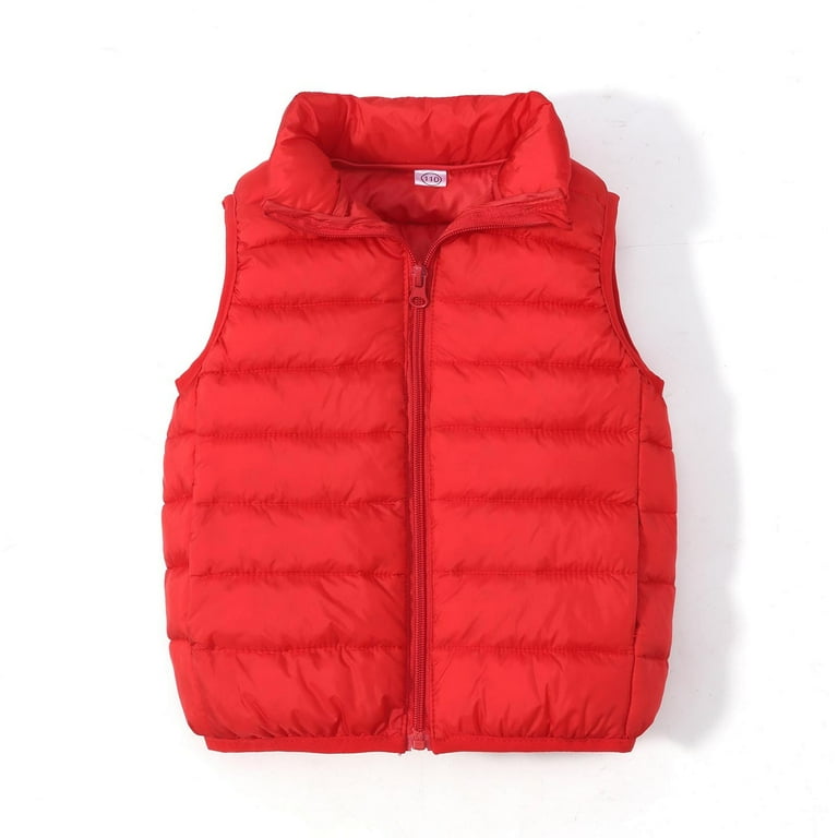 Posijego Winter Puffer Vest for Kids Boys Girls Solid Color Zip Up