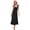 Black, variant on Women's Square Neck Tie Strap Midi Dress in Solid Urban Style with Peplum and Slit Sleeveless Flounce Hem 100% Polyester