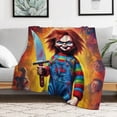 thumbnail image 5 of Child's Play Chucky Flannel Blankets Soft Plush Throw Blanket Fuzzy Cozy Luxury Air Conditioner Blanket for Bedroom Sofa 30"x40", 5 of 8