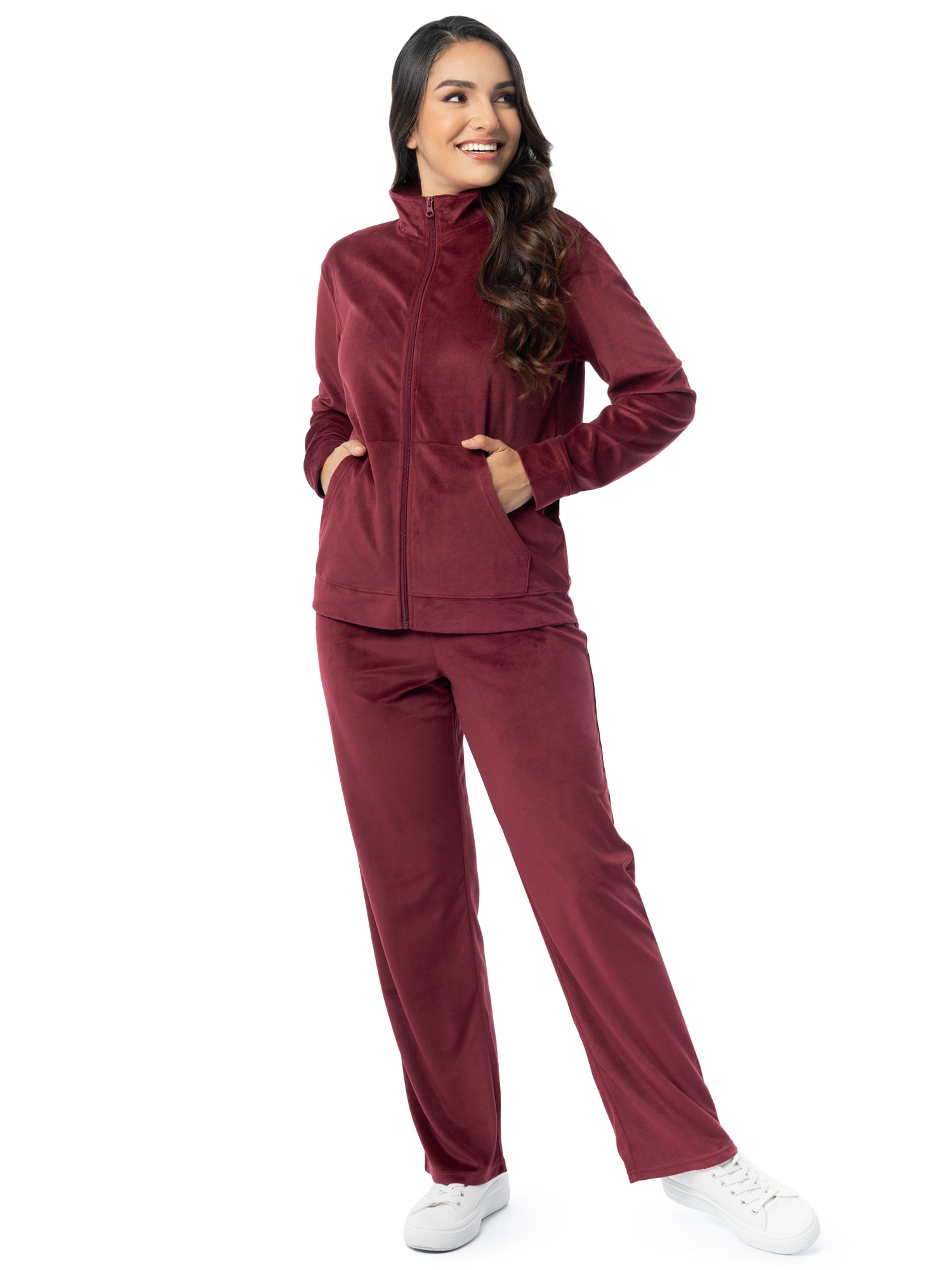 Athletic Works Women's Soft Velour Jacket and Pant Tracksuit, Size S-XXL