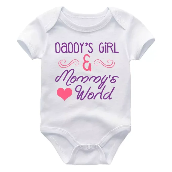 Bella Canvas Daddys Girl &Mommys World Newborn BabyBabyshower Gift Daughter Outfit