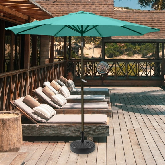 Polytrends Holme 9-foot Patio Umbrella and Base Stand Turquoise