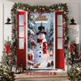 thumbnail image 2 of Christmas Door Cover With Snowman And Candy Cane Design Elastic Stretchy Fabric For Front Door Holiday Decor(Grey-90x180cm), 2 of 4