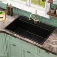 thumbnail image 4 of 33 in. Single Bowl Granite Composite Drop-in Kitchen Sink in Black with Grid and Strainer, 4 of 11