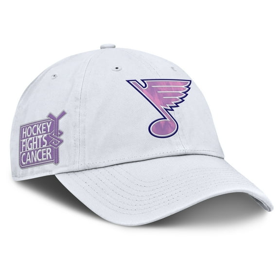 Men's-Fanatics  White St. Louis Blues Authentic Pro Hockey Fights Cancer Adjustable Hat