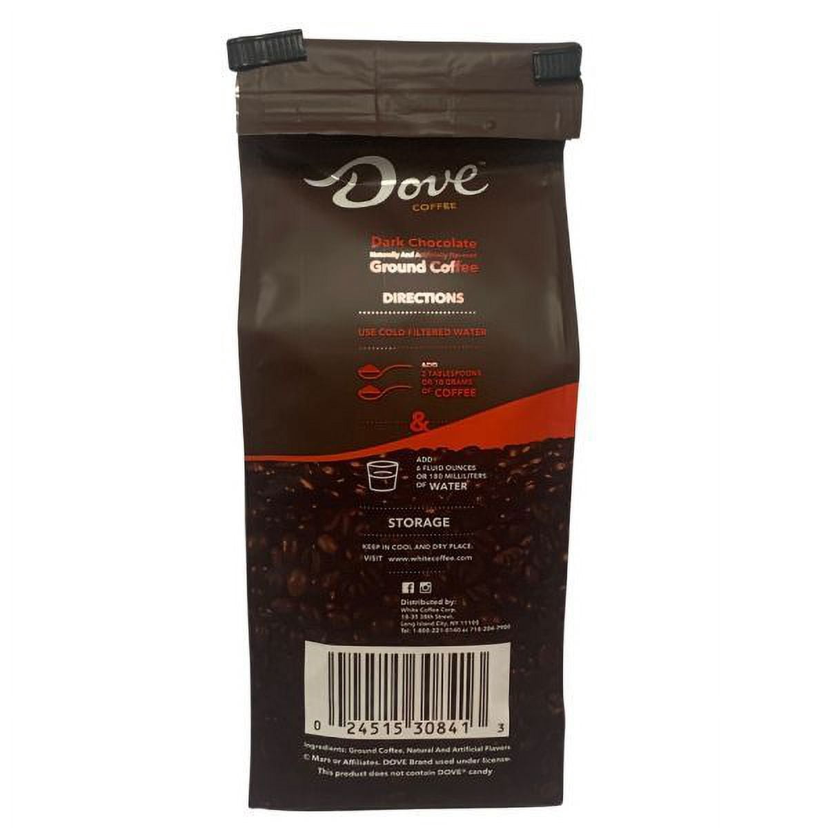 Dove Dark Chocolate Flavored Ground Coffee, 10 oz bag, 4-pack