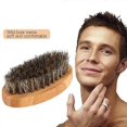thumbnail image 5 of Mens Round Wood Handle Boar Hair Bristle Beard Mustache Brush Comb Palm, 5 of 5