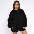 thumbnail image 4 of Suéteres de Cuello Redondo de de Gran Tamaño para Mujer, Tops Bonitos para Otoño e Invierno, Ropa Preppy para Chicas Adolescentes Negro S, 4 of 10
