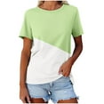 thumbnail image 2 of ZyeKqe Women Short Sleeve Shirts Color Block Summer Tops Round Neck Casual Loose T Shirts Tees, 2 of 3