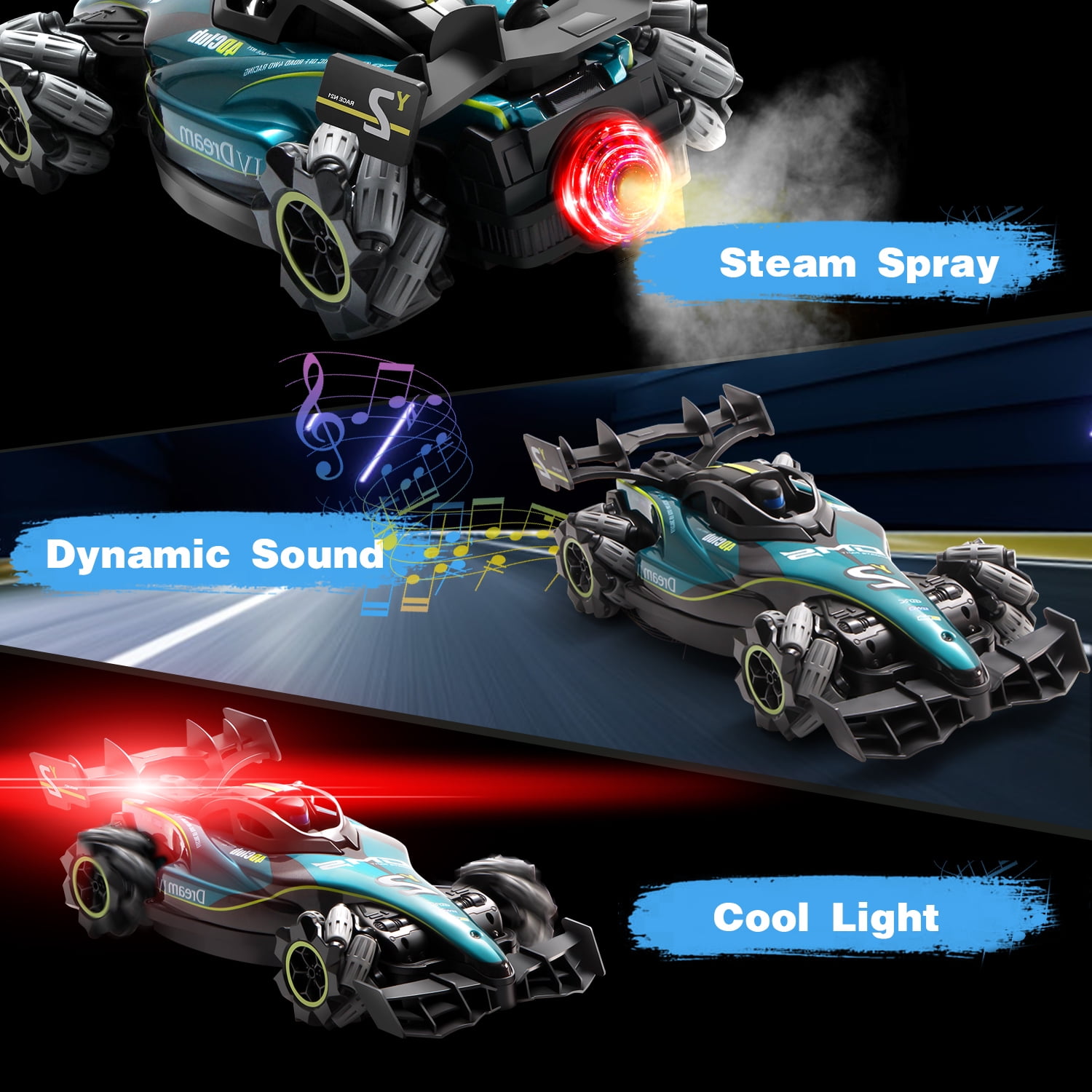 4DRC RC Racing Car, 1:12 4WD Toy Cars Buggy 2.4Ghz High Speed Remote Control Car Drift Car, Sideways Driving, with Watch Control.for Boys &  Gift for Kids Blue