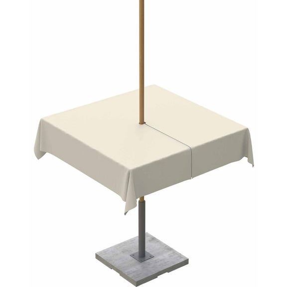 Lsrtoss Outdoor Tablecloth with Umbrella Hole & Zipper, Cream Square Tablecloth 60x60 Inch, Modern Pure Beige Patio Table Cover Waterproof Table Cloth for Picnic/Party