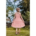 thumbnail image 3 of Arshiner Girls Bow-Tie Straps Smocked Backless Tiered Sundress with Pockets | Girls Summer Sleeveless Flowy Swing Lace Tiered Midi Dress for Kids 5-12 Years, 3 of 5