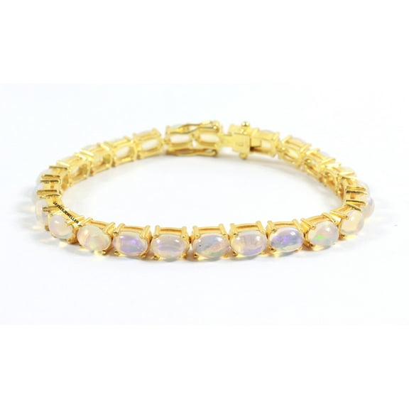 Natural White Opal Diamond Bracelet
