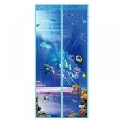 Magnet Screen Door Fit Door Size 82*39", Sliding Door Magnetic Mesh with Heavy Duty Full Frame Hook&Loop-Blue Ocean