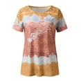 thumbnail image 4 of Hauts pour Femmes Décontractés Été Manches Courtes Tunique Ample T-Shirts Chic Henley Col Rond Mode Imprimé Blouses Basiques, 4 of 4