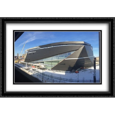 U.S. Bank Stadium 2x Matted 40x28 Large Black Ornate Framed Art Print from the Stadium Series