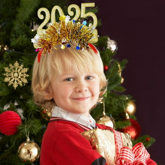 Mouliraty Christmas 2025 Digital Decoration Headband New Years Eve Headpiece Adorable Sequined Accessory For Festive Parties Celebrations
