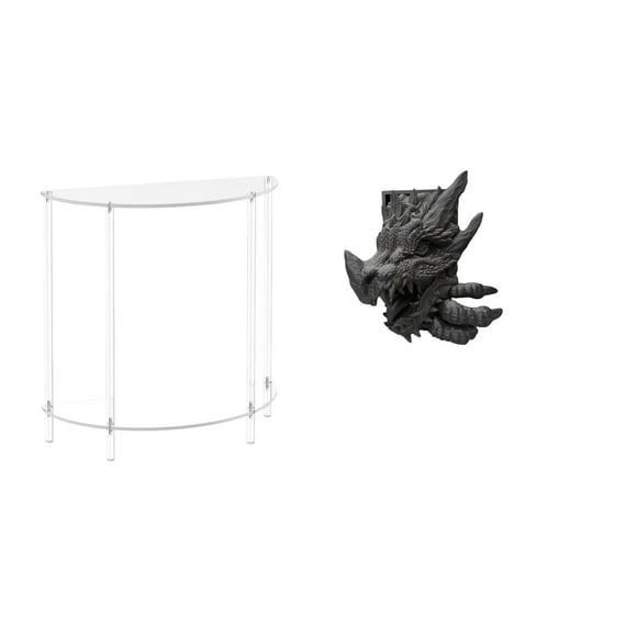 Elodie Acrylic Side Table for Small Space with Bookend Accent End Table Skinny Nightstand Book Support Home Living Room Decor