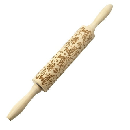 

Cute Engraved Christmas Rolling Pin for Kids Baking Accessory