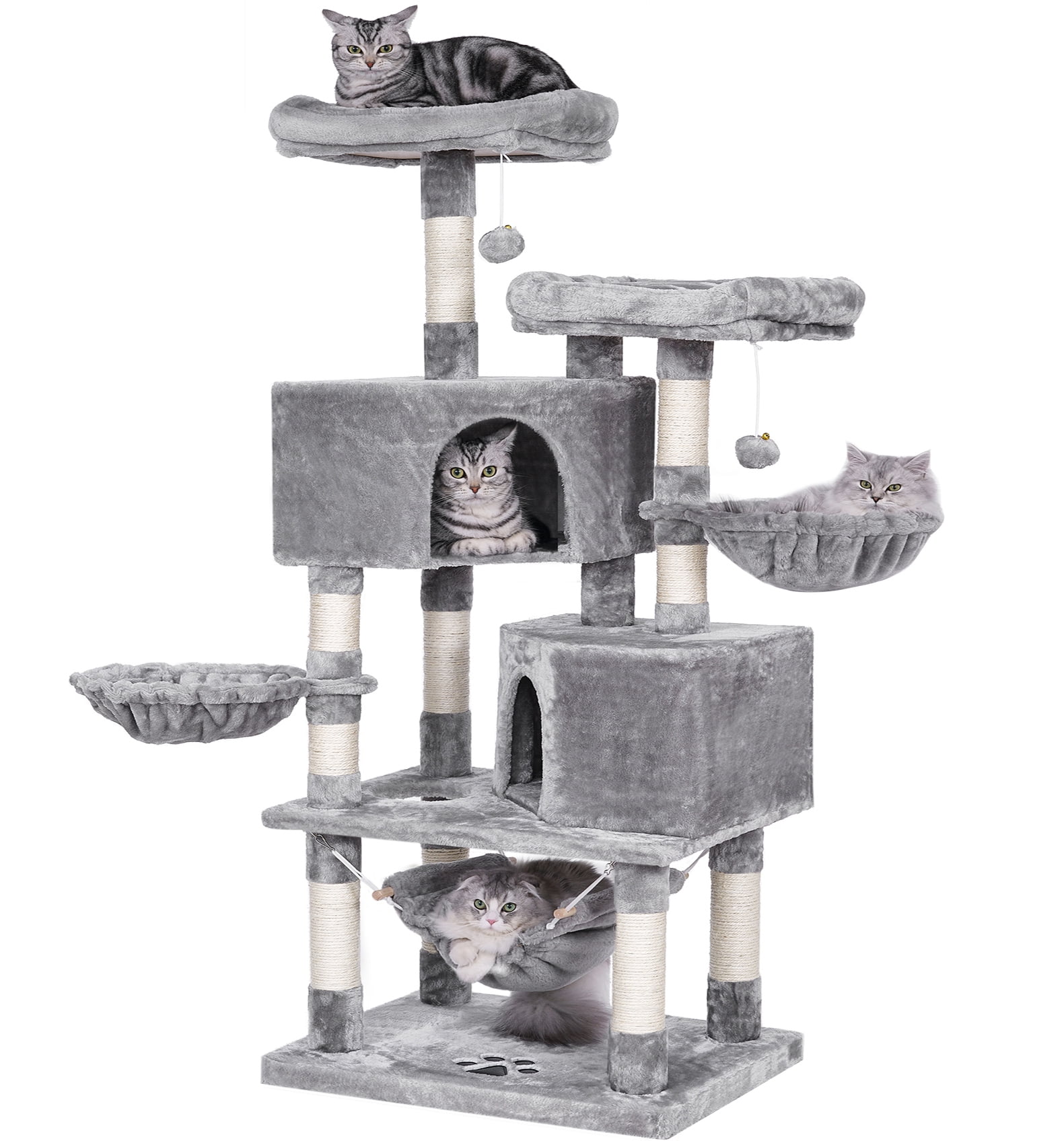 BEWISHOME Multi-Level Cat Tree Condo with Sisal Scratching Posts