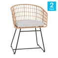 thumbnail image 5 of BizChair Set of 2 Indoor/Outdoor Patio Boho Club Chairs, Rope with Natural PE Wicker Rattan, Light Gray Cushions and Sled Base, 5 of 13